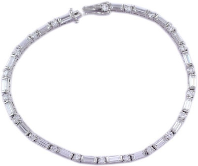 28% OFF on 925 Silver Stylish Sleek Silver Zircon Bracelet