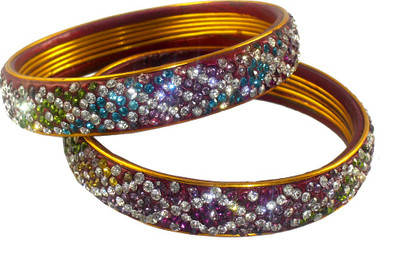 68% OFF on Abqa Hydrabadi Bangle Womens Delight Lac Zircon Bangle Set Pack of 2
