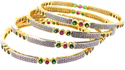 45% OFF on Aabhushan Jewels Alloy Cubic Zirconia Rhodium Plated Bangle Set Pack of 4