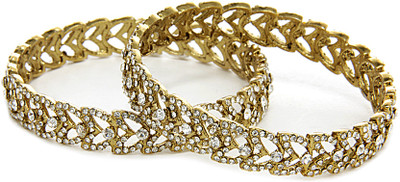 Aamoye Diamond Bangle Set in Antique Brass Gold Finish Alloy Bangle Set Pack of 2 Aamoye Diamond Bangle Set in Antique Brass Gold Finish Alloy Bangle Set Pack of 2