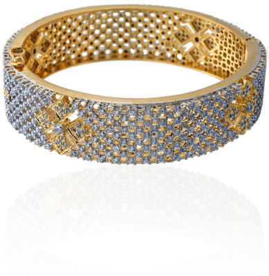 60% OFF on Alysa Lakshita Alloy, Silver Cubic Zirconia 18K Yellow Gold, Rhodium Plated Bangle