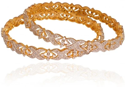 50% OFF on Rein Lifestyles Brass 8K Yellow Gold Plated Bangle Pack of 2