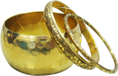 27% OFF on Decor Tattva Inc. Golden Delight Brass Brass Plated Bangle Set Pack of 3
