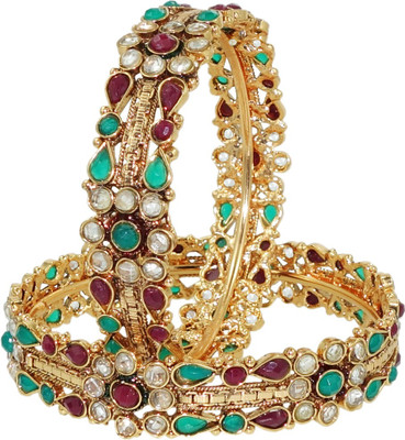 40% OFF on Anjan Ravishing Designer Golden Kada Alloy Bangle Set Pack of 2