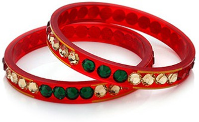 60% OFF on Ratnkar Multi Cz Diamond Acrylic Yellow Gold Plated Bangle Set Pack of 2