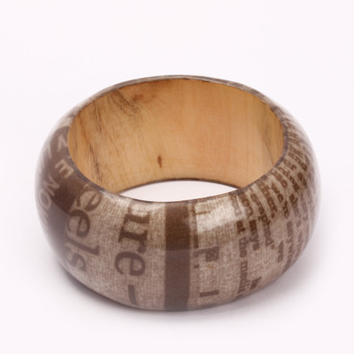 40% OFF on KhoobSurati Contemporary News Print Wood Bangle 40% OFF on KhoobSurati Contemporary News Print Wood Bangle