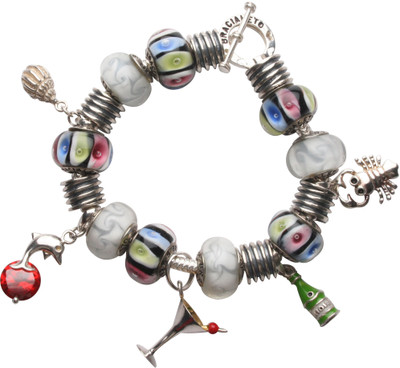 Bracialeto Mix bead with charms Silver Bracelet