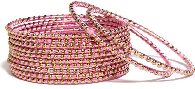 20% OFF on Bindhani Floral Brass Yellow Gold Plated Bangle Set Pack of 12