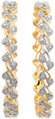 23% OFF on Jewar Mandi Latest Jewellery Alloy Cubic Zirconia Rhodium Plated Bangle Set Pack of 2