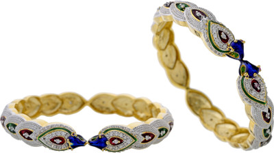 60% OFF on Hyderabad Jewels Alloy, Silver Zircon? Rhodium Plated Bangle Set Pack of 2