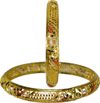30% OFF on Pearl Paradise Multicolor Fashion Wear Alloy Yellow Gold Plated Bangle Set Pack of 2