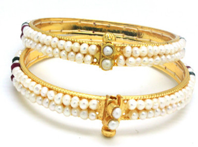 16% OFF on Ops Alloy Pearl Yellow Gold Plated 21 Bangle Set Pack of 2