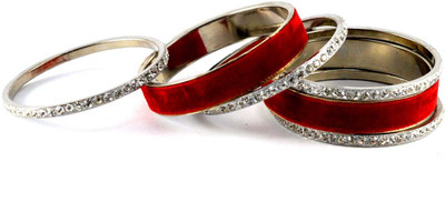 14% OFF on Vidhya Kangan Red Brass Crystal Rhodium Plated Bangle Set Pack of 6