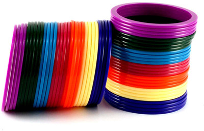 11% OFF on Vidhya Kangan Multicolor Acrylic Crystal Enamel Plated Bangle Set Pack of 56