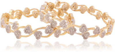 33% OFF on Adwitiya Collection Wedding Delight Copper Cubic Zirconia 22K Yellow Gold Plated Bangle Set Pack of 2