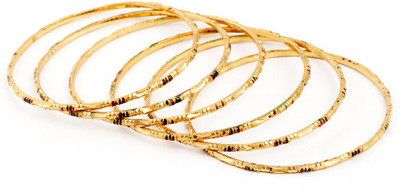 45% OFF on Ethnic Jewels Brass 14K Yellow Gold Plated Bangle Set Pack of 6