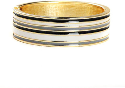 22% OFF on Blinglane Shades Of Grey Enamel Copper Yellow Gold Plated Bangle