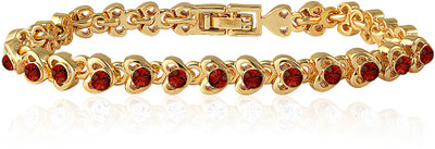 46% OFF on Mahi Tiny Red Hearts Brass, Alloy Crystal 24K Yellow Gold Plated Bracelet