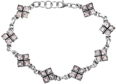 Exotic India Designer Sterling Silver Amethyst Bracelet