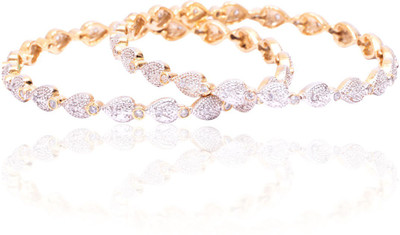 44% OFF on Rubera Charming Alloy Cubic Zirconia Bangle Set Pack of 2