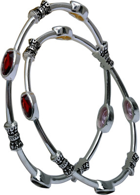 Aman Beautiful Party Wear Sterling Silver Bangle Set Pack of 2