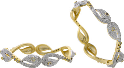 Hyderabad Jewels Alloy, Silver Zircon? Rhodium Plated Bangle Set Pack of 2 Hyderabad Jewels Alloy, Silver Zircon? Rhodium Plated Bangle Set Pack of 2