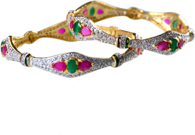 60% OFF on Rein Lifestyles Shimmer Brass 8K Yellow Gold Plated Bangle Set Pack of 2