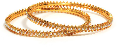 Bindhani Colour Spark Alloy 10K White Gold Plated Bangle Set Pack of 2