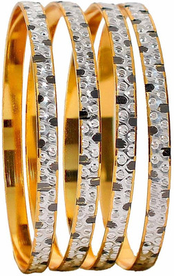 53% OFF on Maayra Trendy Micron Gold Plated Alloy Crystal Rhodium Plated Bangle Set Pack of 4