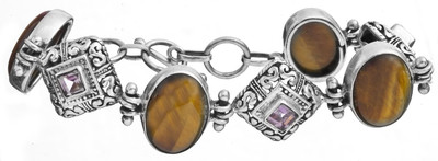 Exotic India Designer Sterling Silver Amethyst Bracelet