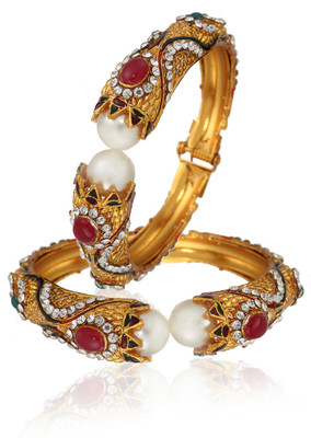 75% OFF on Ethnic Jewels Teddy Alloy 18K White Gold Plated Bangle Set Pack of 2