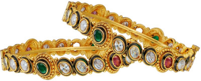 Fabroop Semi-Precious Stone Studded Bangles Alloy Bangle Pack of 2