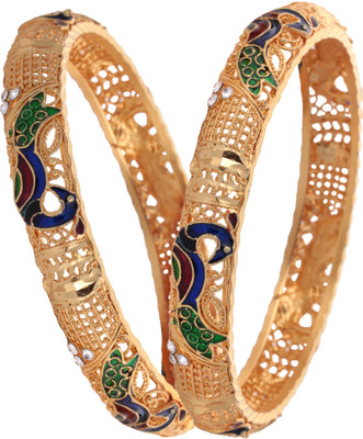 71% OFF on Fashion Fusion Veronica Alloy Yellow Gold Plated Bangle Set Pack of 2