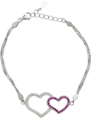 30% OFF on GemLN India Pink Heart Duet Sterling Silver Rhodium Plating Bracelet