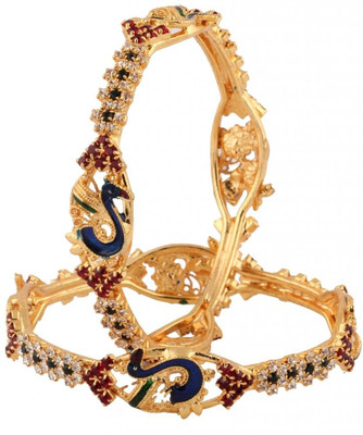 70% OFF on The Jewelbox Peacock Cz Brass Yellow Gold Plated Bangle Set Pack of 2 70% OFF on The Jewelbox Peacock Cz Brass Yellow Gold Plated Bangle Set Pack of 2