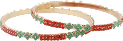 59% OFF on Utsokt Mix Alloy Yellow Gold Plated Bangle Set Pack of 2