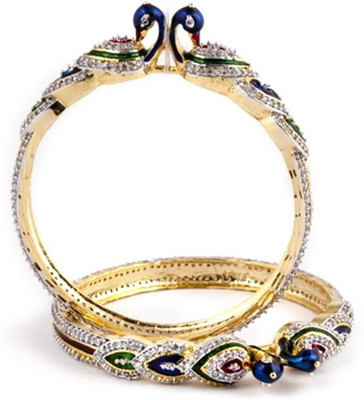 Rubena Peacock Alloy Yellow Gold Plated Bangle Set Pack of 2 Rubena Peacock Alloy Yellow Gold Plated Bangle Set Pack of 2