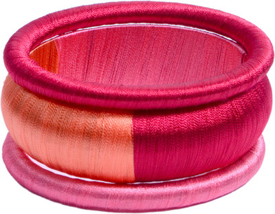 50% OFF on Laron Handicrafts Pink n Red Threaded Silk Dori Bangle Set Pack of 3