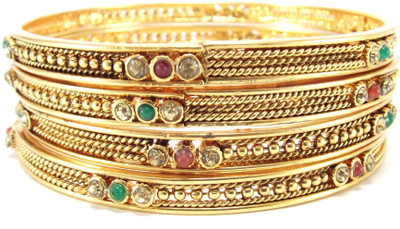 50% OFF on Aria l52781 Alloy Cubic Zirconia 18K Rose Gold Plated 18 Bangle Set Pack of 4