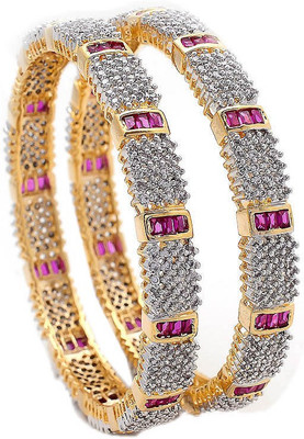 50% OFF on Jewar Mandi Latest Jewellery Alloy Cubic Zirconia Rhodium Plated Bangle Set Pack of 2