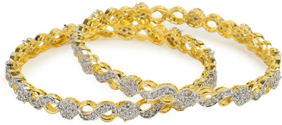 20% OFF on Sheetal Jewellery Brass, Alloy Cubic Zirconia Yellow Gold Plated 18 Bangle Set Pack of 2