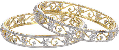 31% OFF on Treasure Trove Royal Collection Silver Zircon Yellow Gold Plated Bangle Set Pack of 2