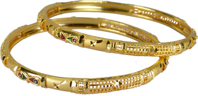 Pearl Paradise Bangle Eye. Alloy Yellow Gold Plated Bangle Set Pack of 2