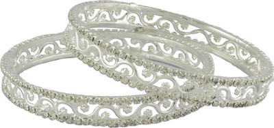 66% OFF on R18Jewels-Fashion&U Gorgeous Glittering Metal Crystal Bangle Set Pack of 2