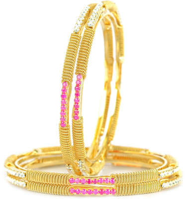 73% OFF on VK Jewels Beguiling Alloy Cubic Zirconia 18K Yellow Gold Plated Bangle Set Pack of 4