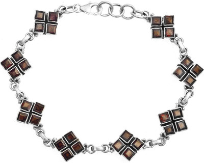 Exotic India Designer Sterling Silver Garnet Bracelet