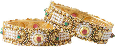 67% OFF on Aaina Antique Copper Yellow Gold Plated Bangle Set Pack of 2