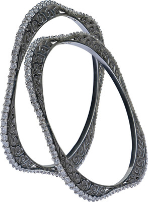 Aman Designer Exotic Style Sterling Silver Bangle Set Pack of 2
