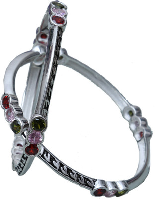 Aman Beautiful Casual Wear Sterling Silver Bangle Set Pack of 2