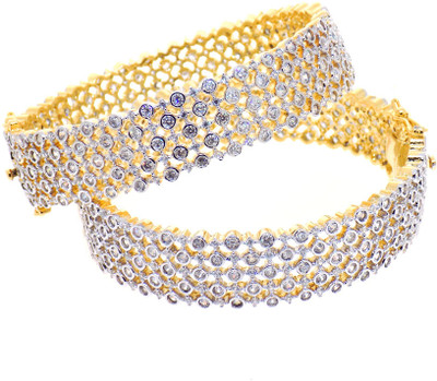 45% OFF on Aabhushan Jewels Alloy Cubic Zirconia Rhodium Plated Bangle Set Pack of 2